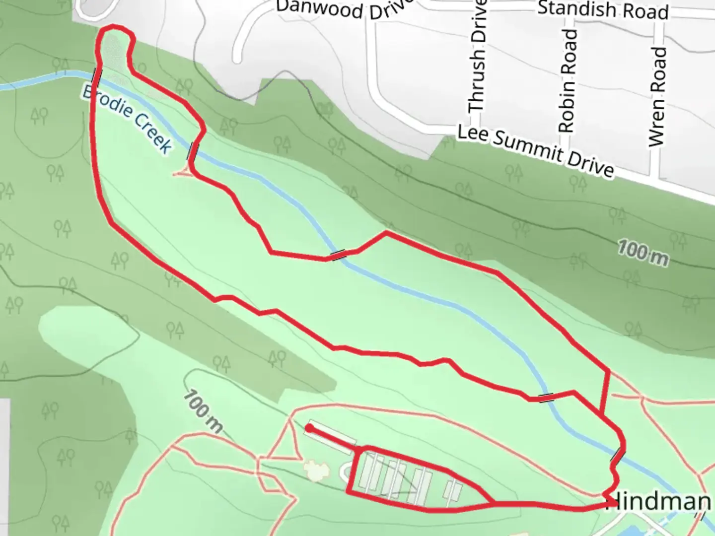 An image depicting the trail Brodie Creek Loop and its surrounding area.