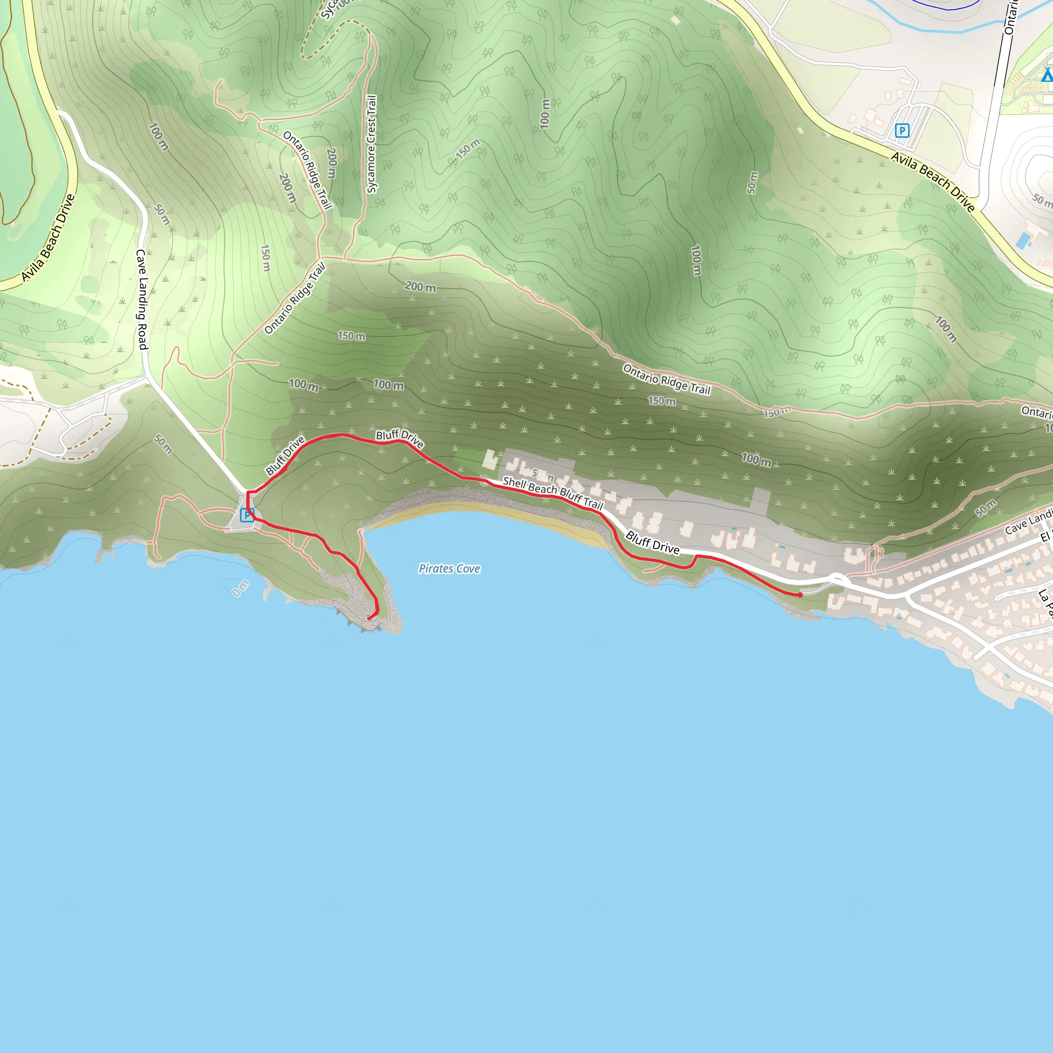 Shell Beach Bluff Trail mobile static map