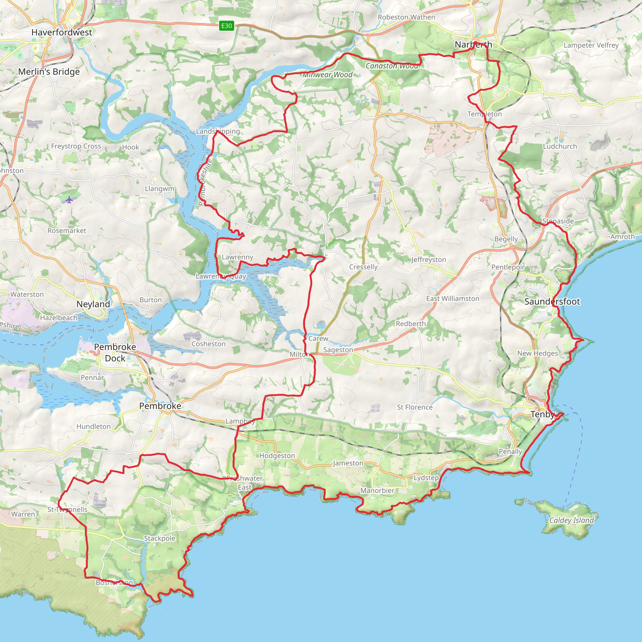 South Landsker Loop via Landsker Borderlands Trail mobile static map