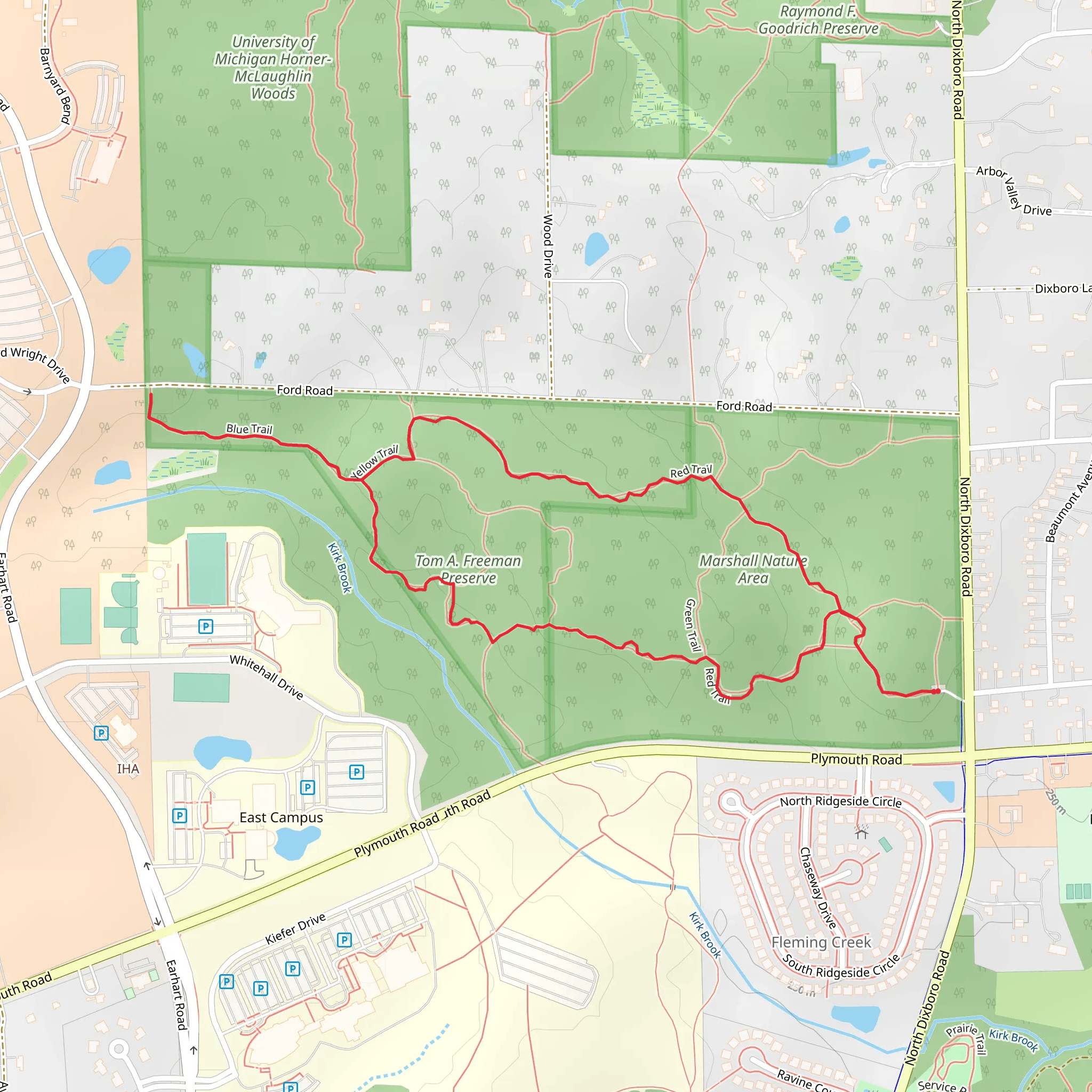 Red and Blue Loop Trail - Marshall Nature Area mobile static map