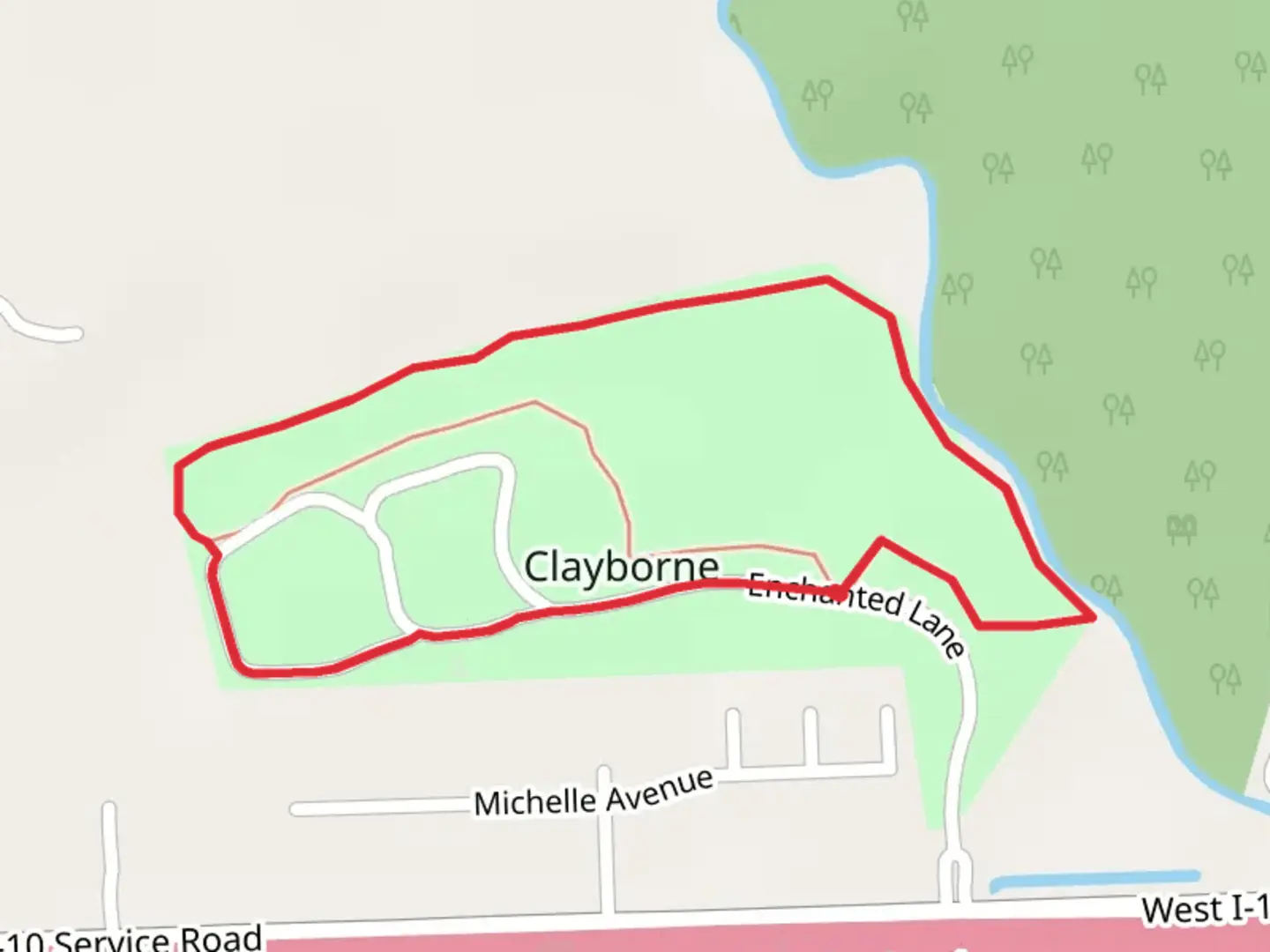 An image depicting the trail Clayborne Loop and its surrounding area.