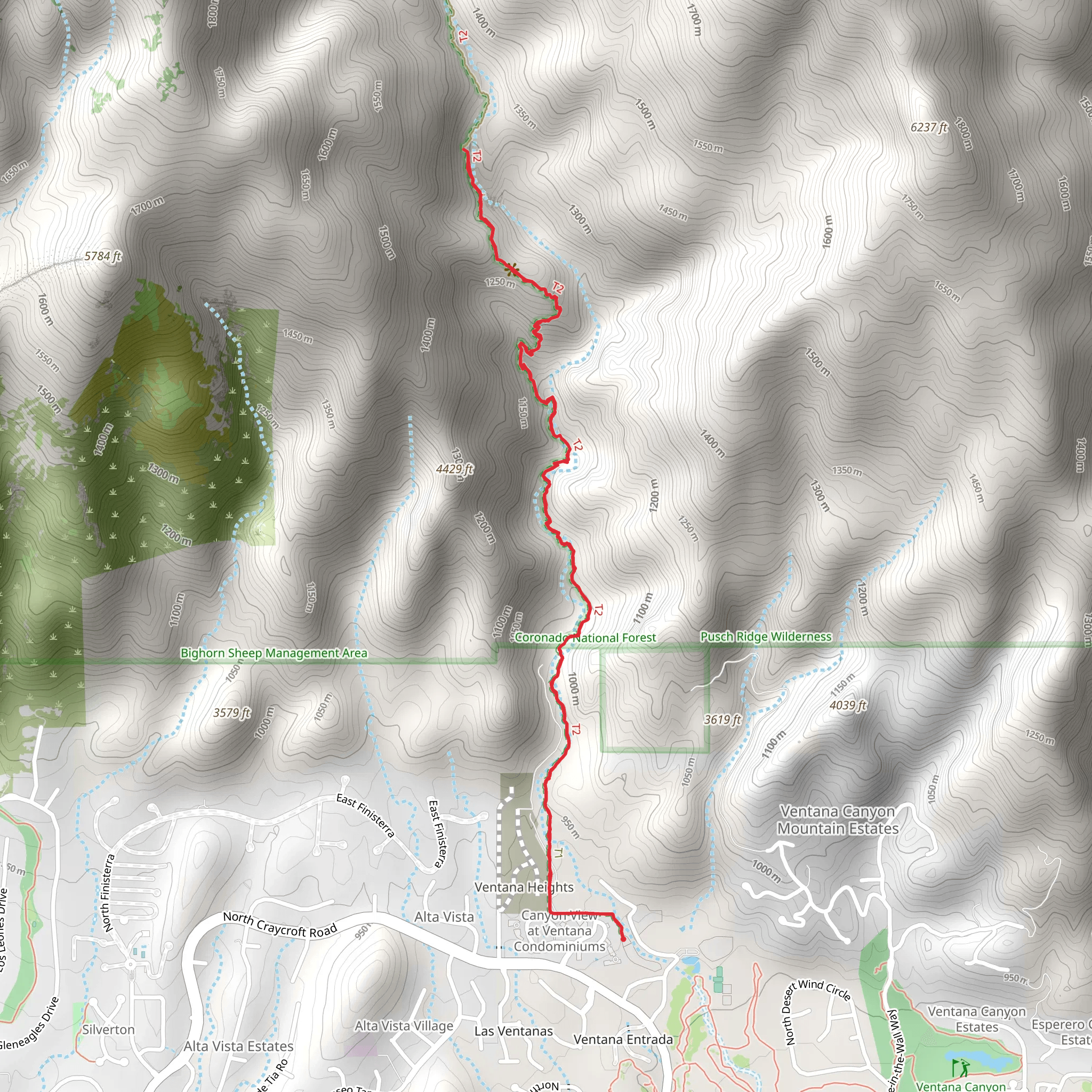 Maiden Ponds via Ventana Trail mobile static map