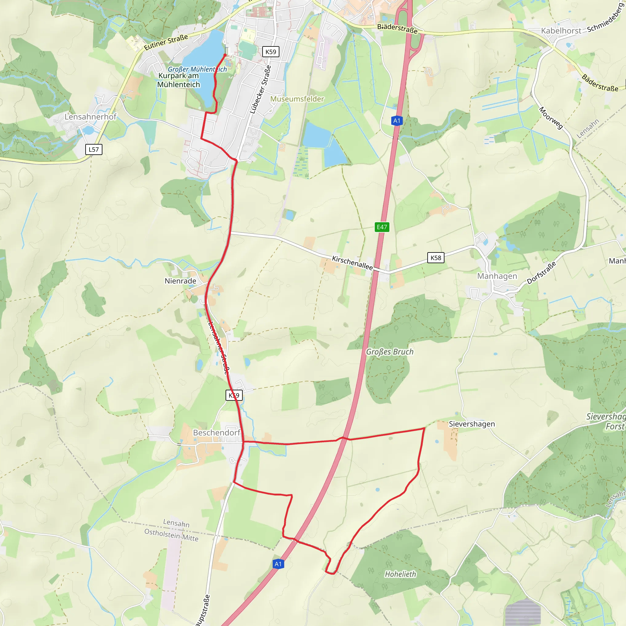 Beschendorf-Sievershagen Route mobile static map