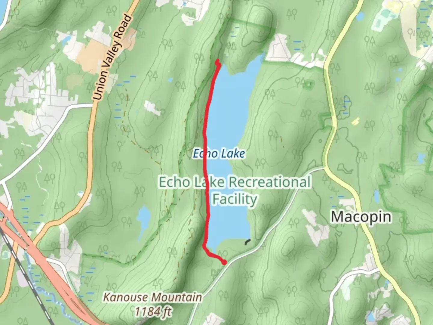 An image depicting the trail Highlands Trail - Teal Diamond from Echo Lake and its surrounding area.
