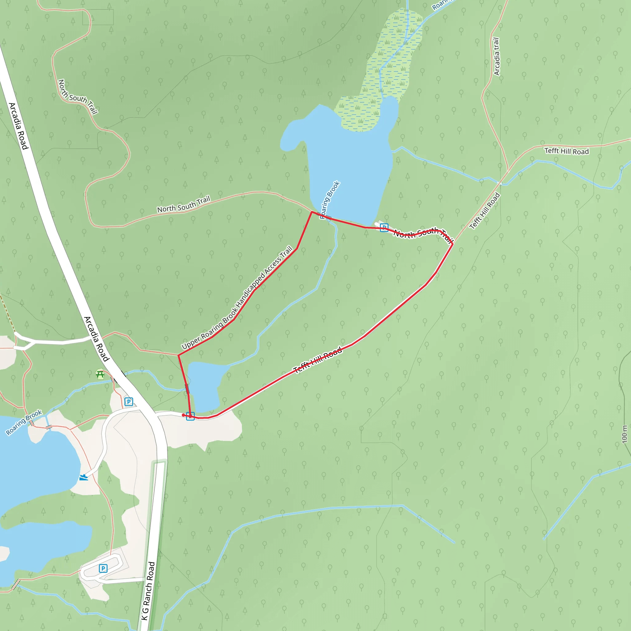 Upper Roaring Brook Handicapped Access Trail and Tefft Hill Road Loop mobile static map