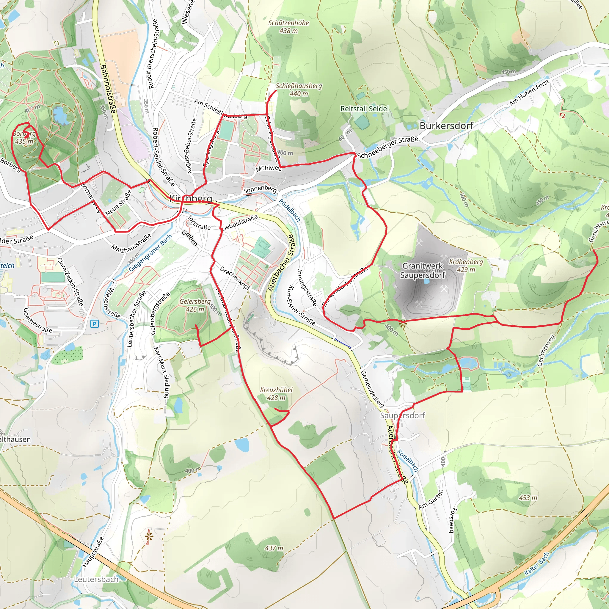Geiersberg, Kreuzhübel, Kratzberg, Schießhausberg and Borberg Loop mobile static map
