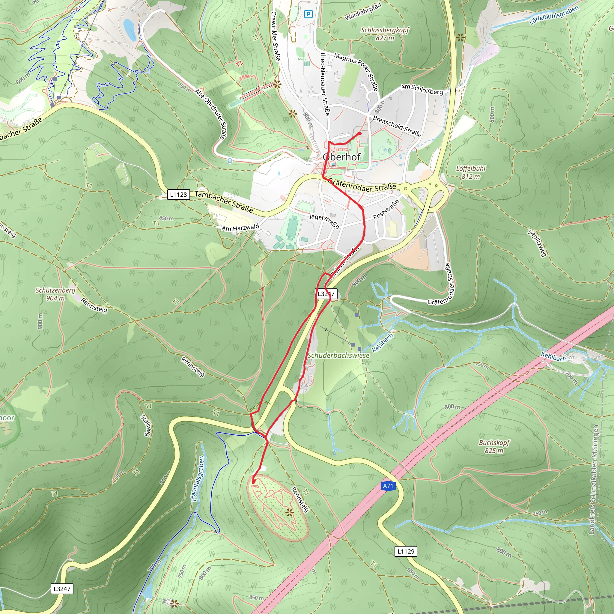 Touringen Stempelstelle via Rhön Rennsteig Weg mobile static map