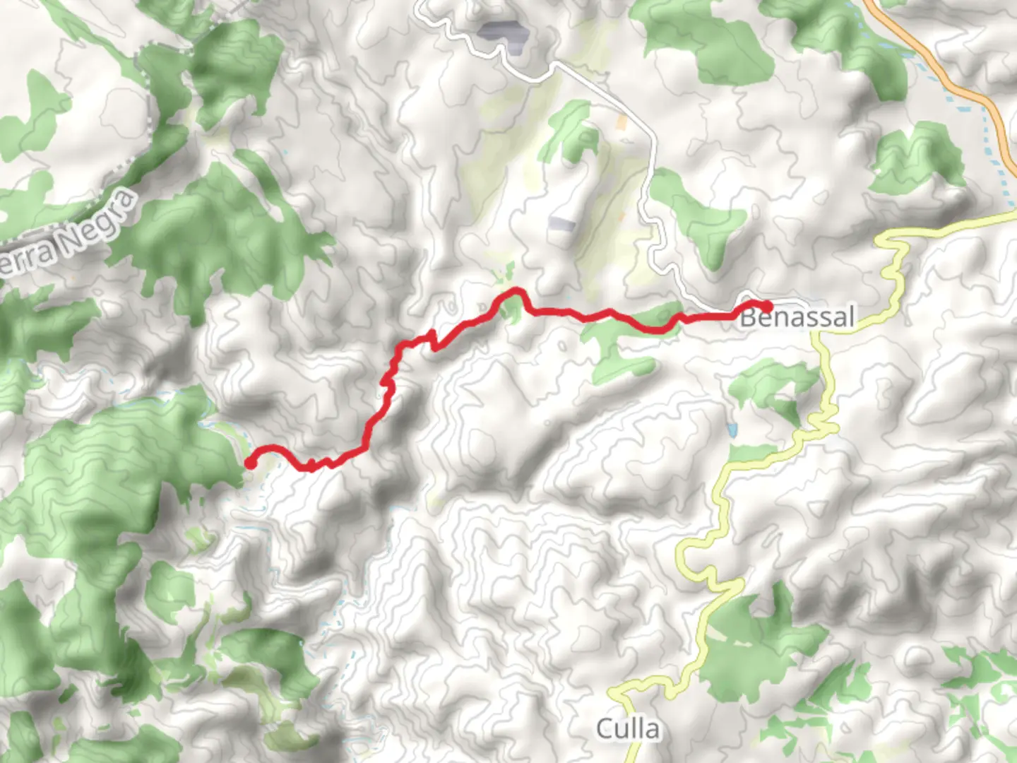 An image depicting the trail Camí Vell de Benassal to Vistabella per Molí Pas PR CV 294 and its surrounding area.