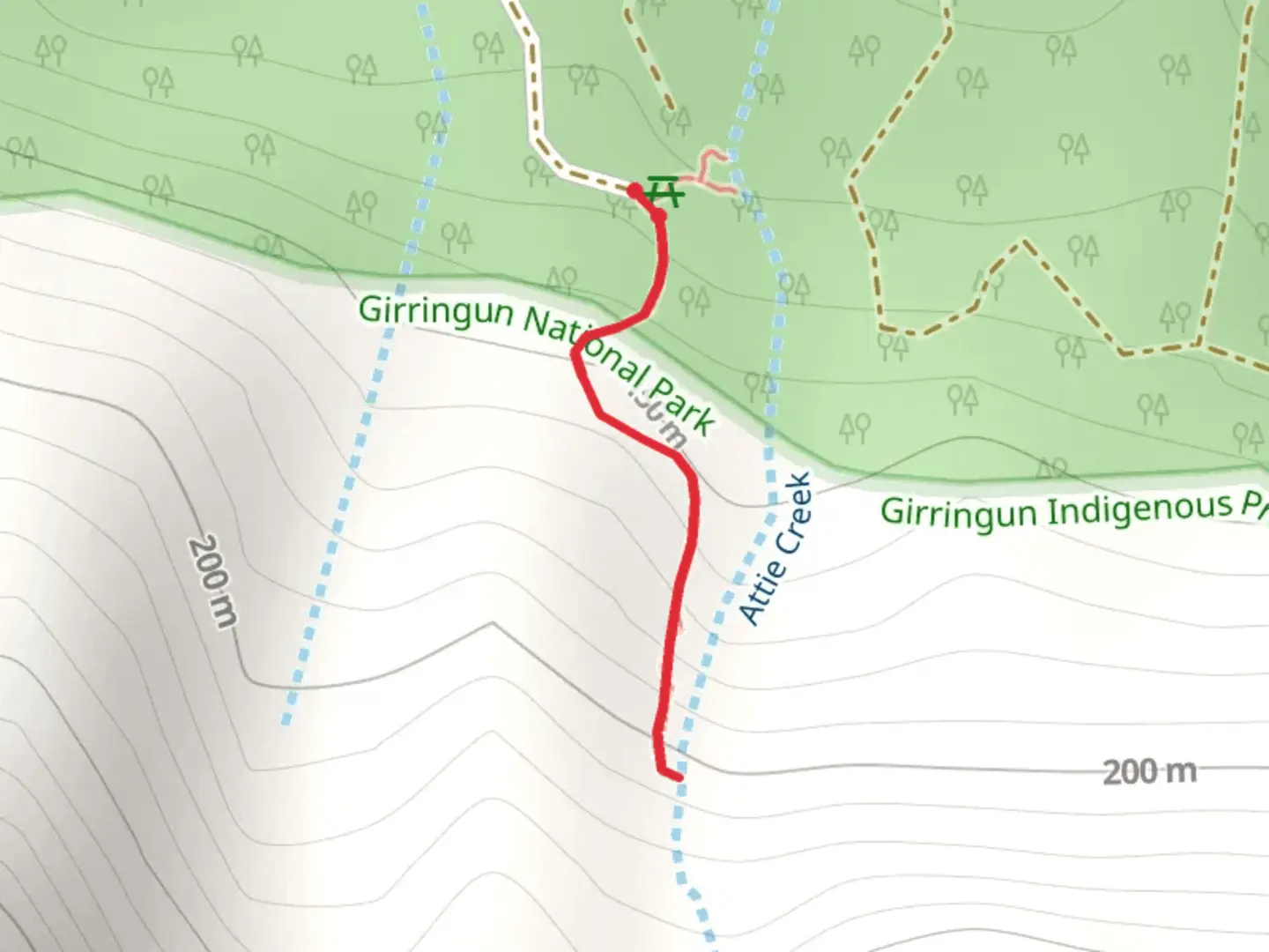 An image depicting the trail Attie Creek Falls Walk and its surrounding area.