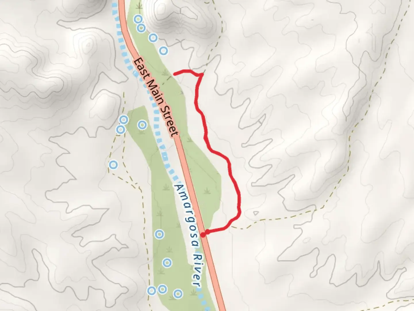 An image depicting the trail Hot Springs - Amargosa River and its surrounding area.