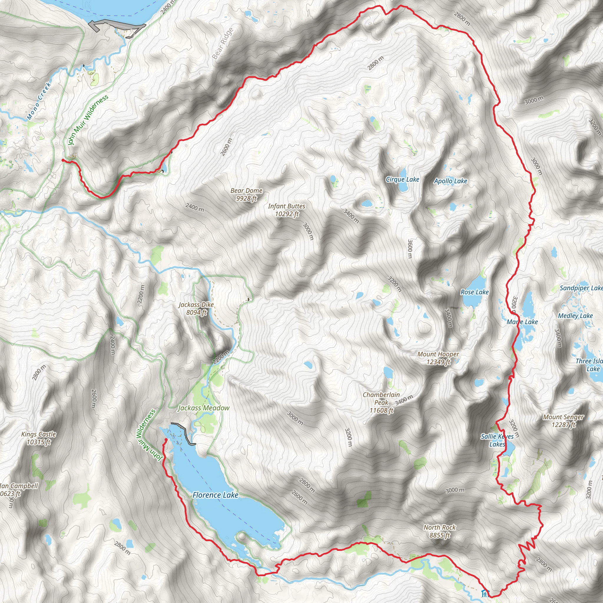 Bear Creek, Marie Lake and Florence Lake Trail mobile static map