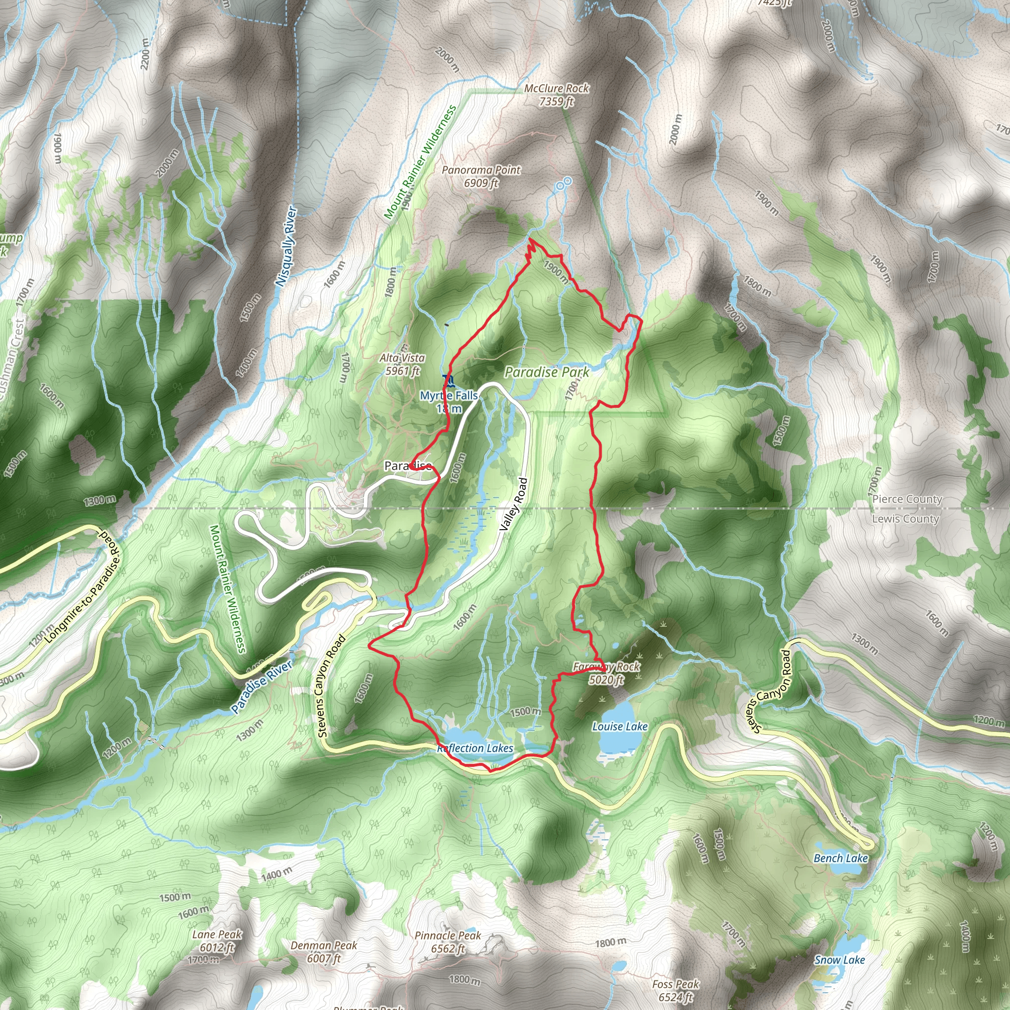 Skyline Trail and Mazama Ridge Trail mobile static map