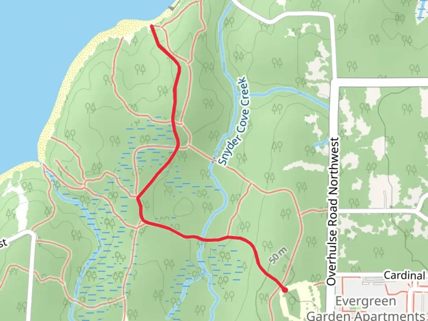 An image depicting the trail Walk to Geoduck Beach and its surrounding area.