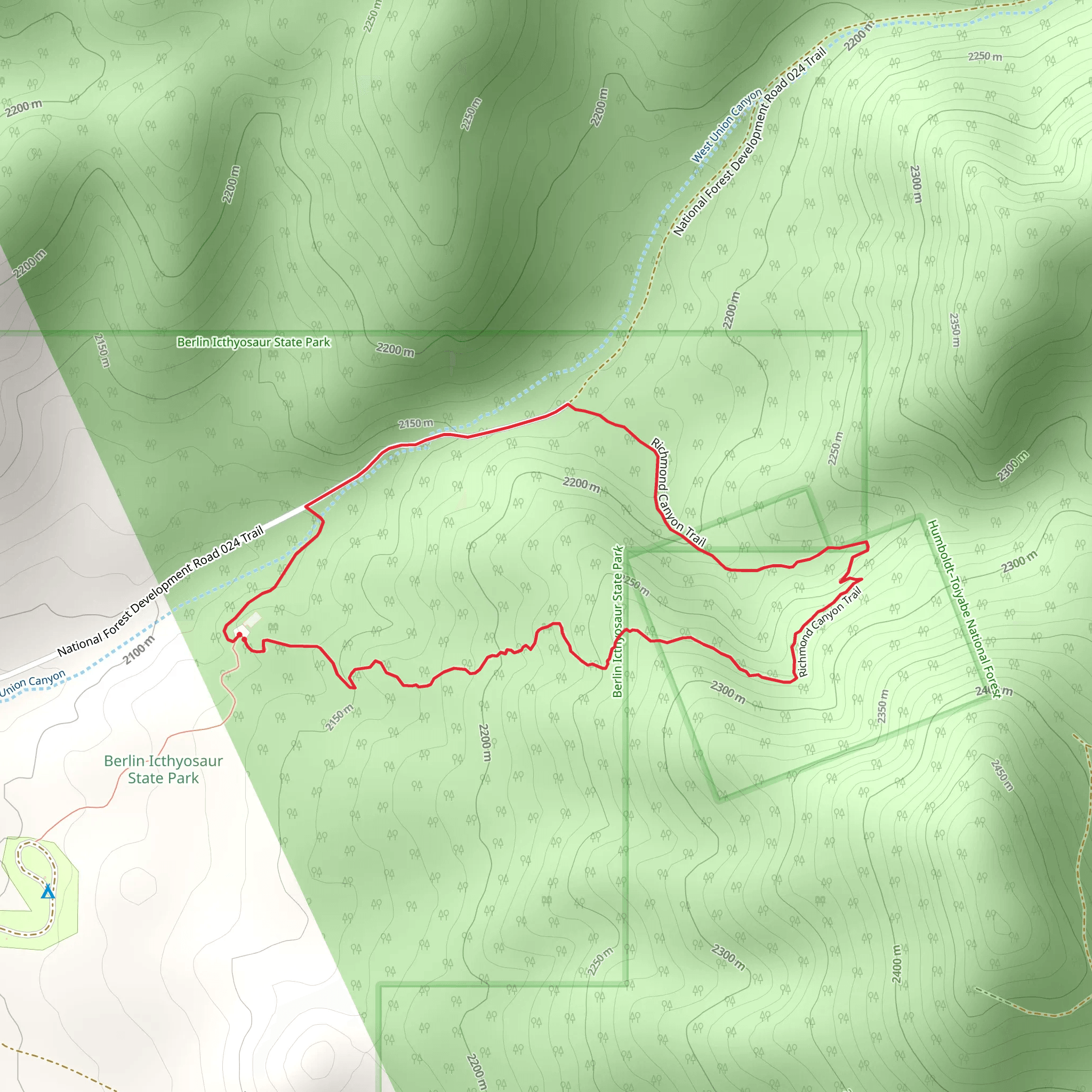 Richmond Canyon Loop Trail mobile static map