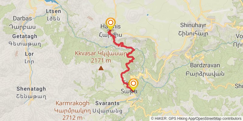 Transcaucasian Trail - Armenia stage 43 Map