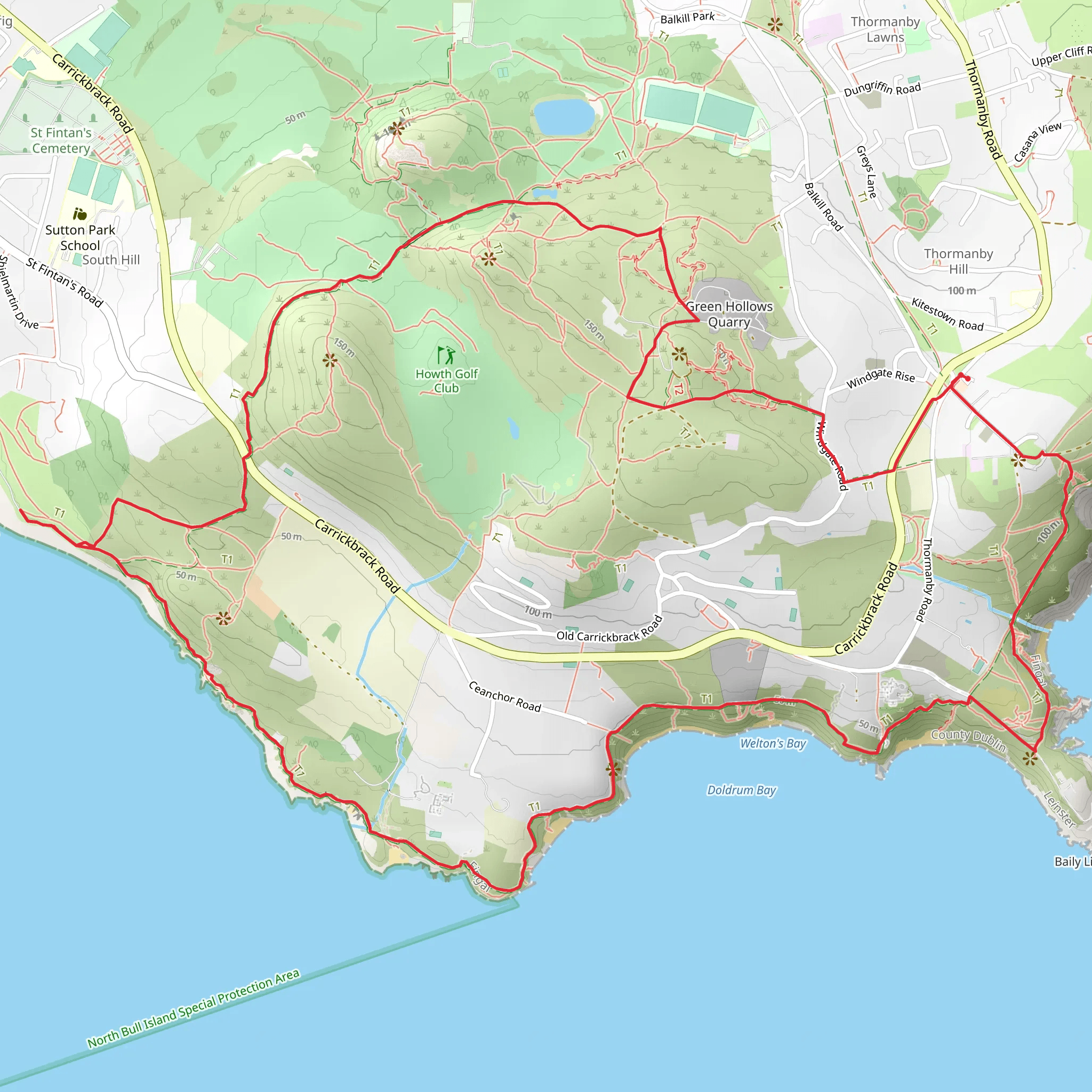 Howth and Doldrum Bay Loop mobile static map