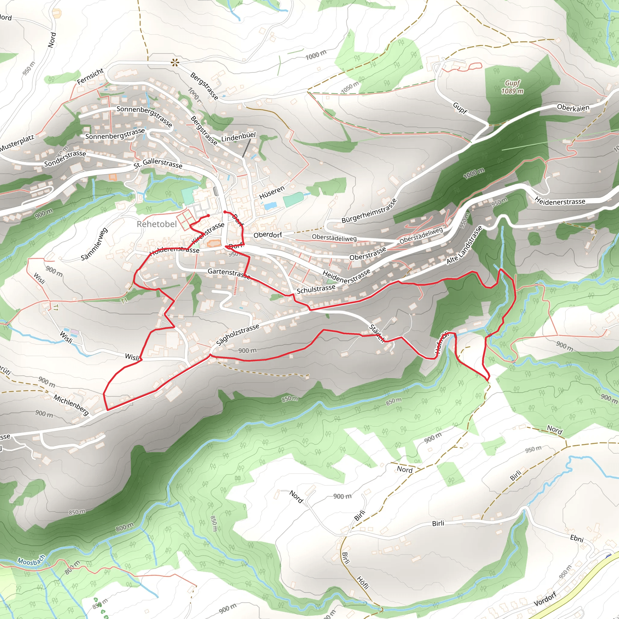Rehetobel – Hofmühli – Städeli – Sägholz – Rehetobel mobile static map