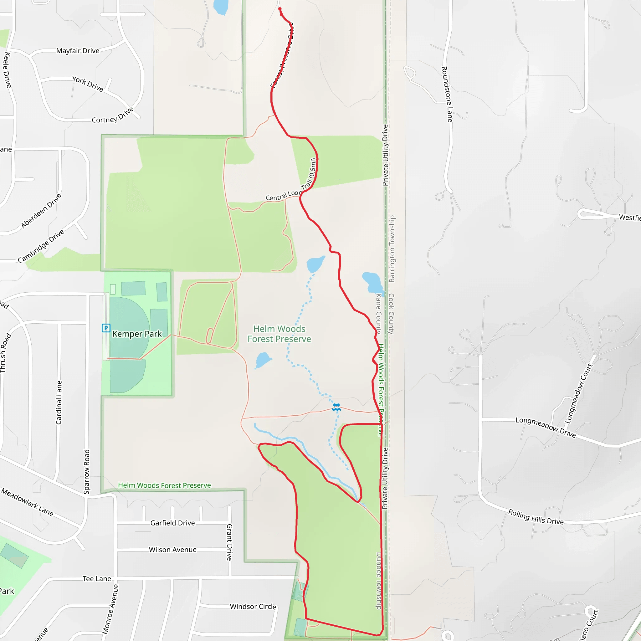 Helm Woods Forest Preserve Loop mobile static map