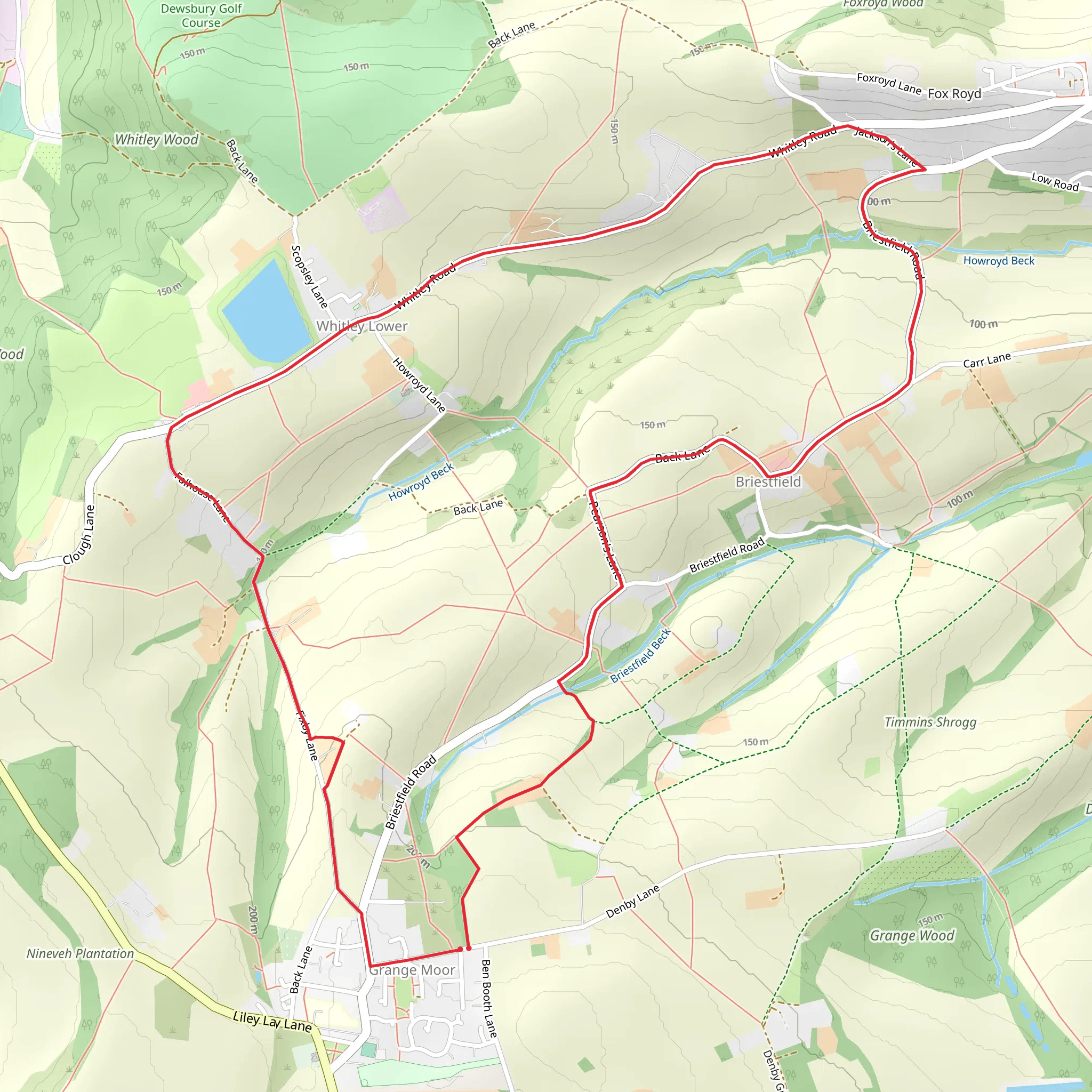 Grange Moor, Briestfield and Whitley Lower Loop mobile static map