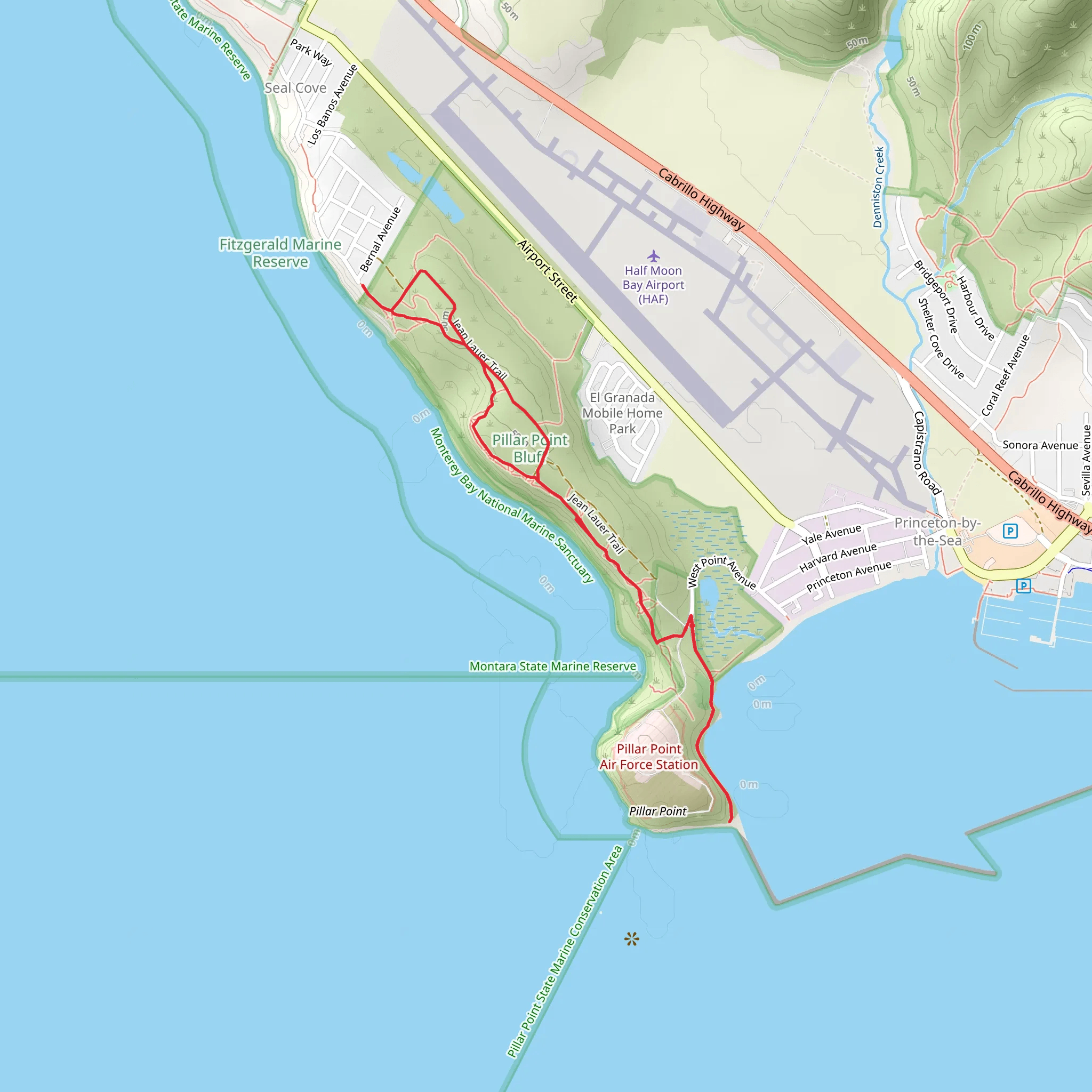 Pillar Point, Ross Cove and Frenchman's Reef Trail mobile static map