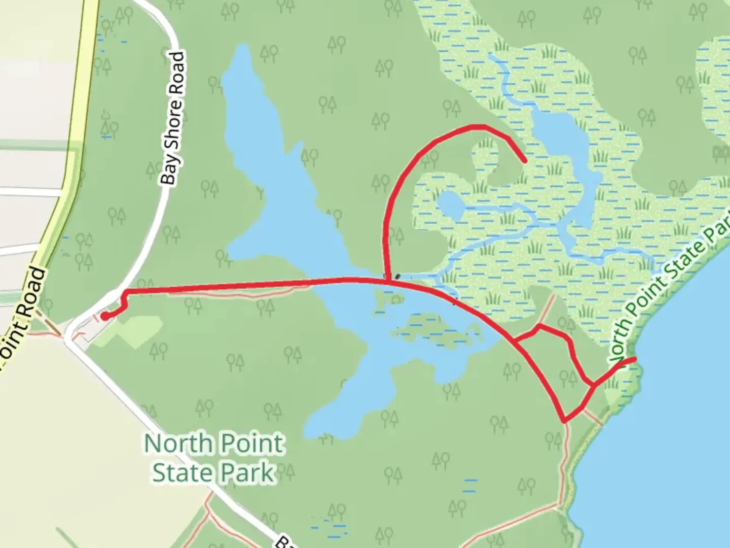 An image depicting the trail Observation - Holly - Black Marsh Trail and its surrounding area.