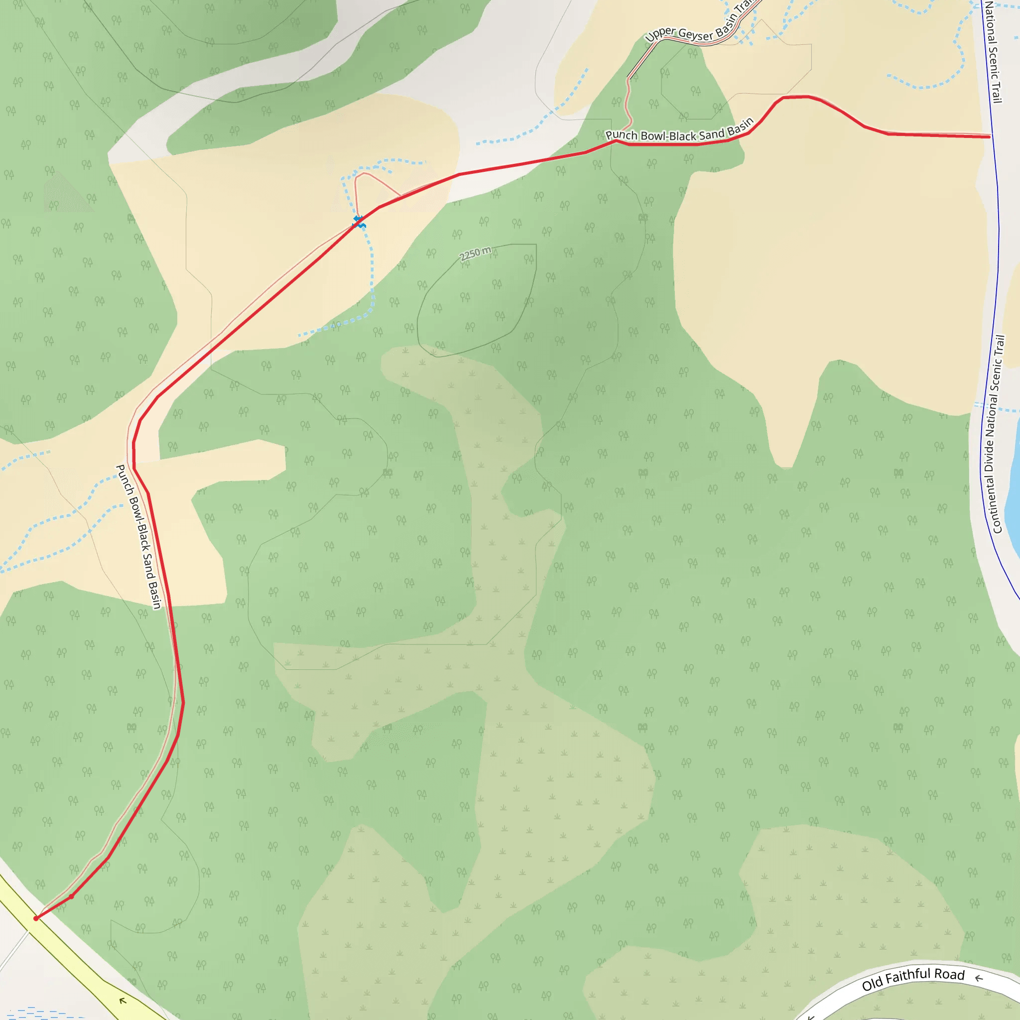 Punch Bowl - Black Sand Basin Trail mobile static map