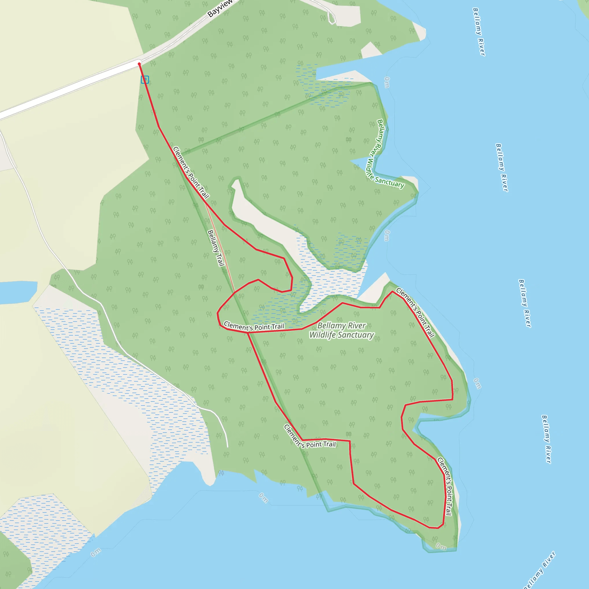 Bellamy River Wildlife Sanctuary Loop mobile static map