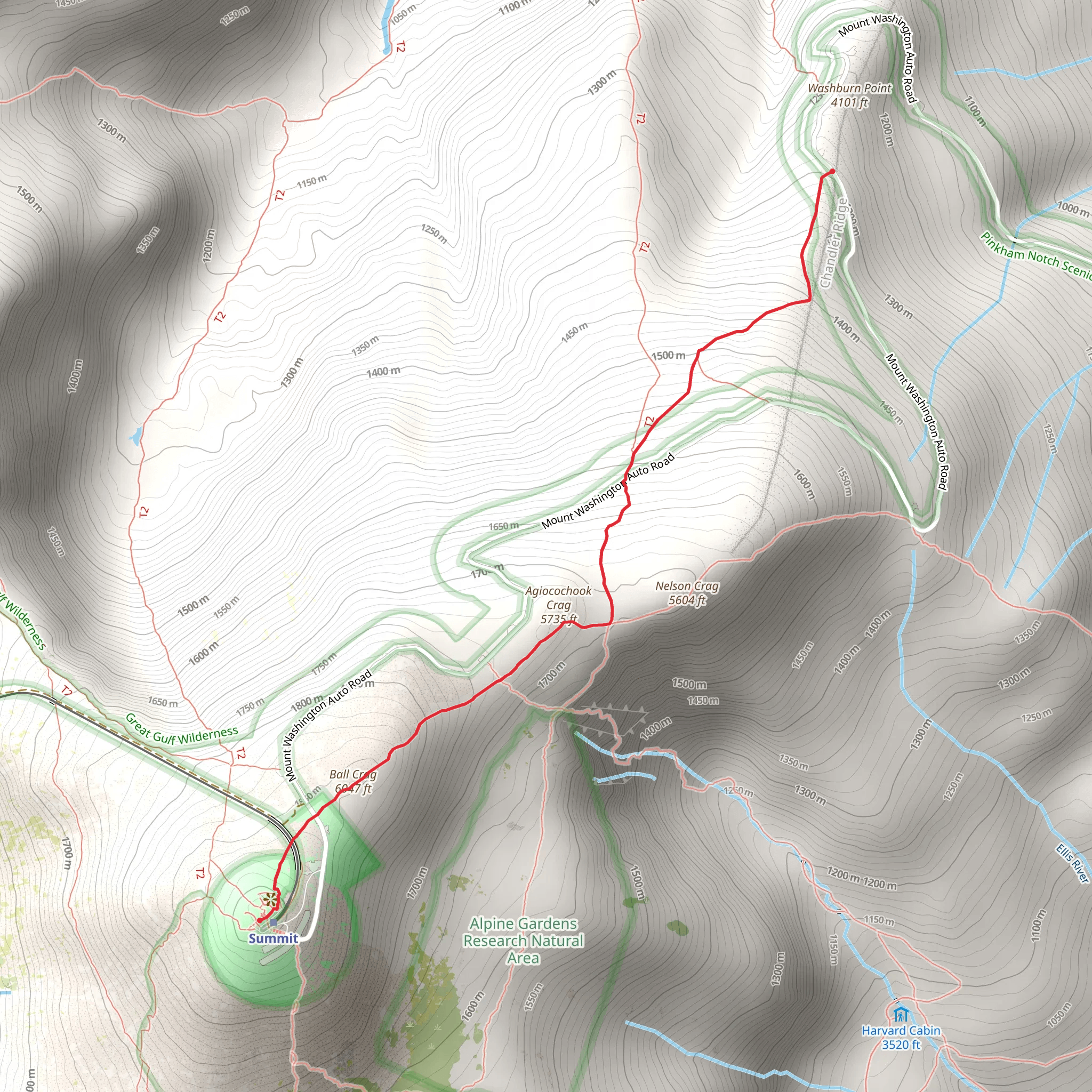 Agiocochook Crag - Nelson Crag Trail mobile static map