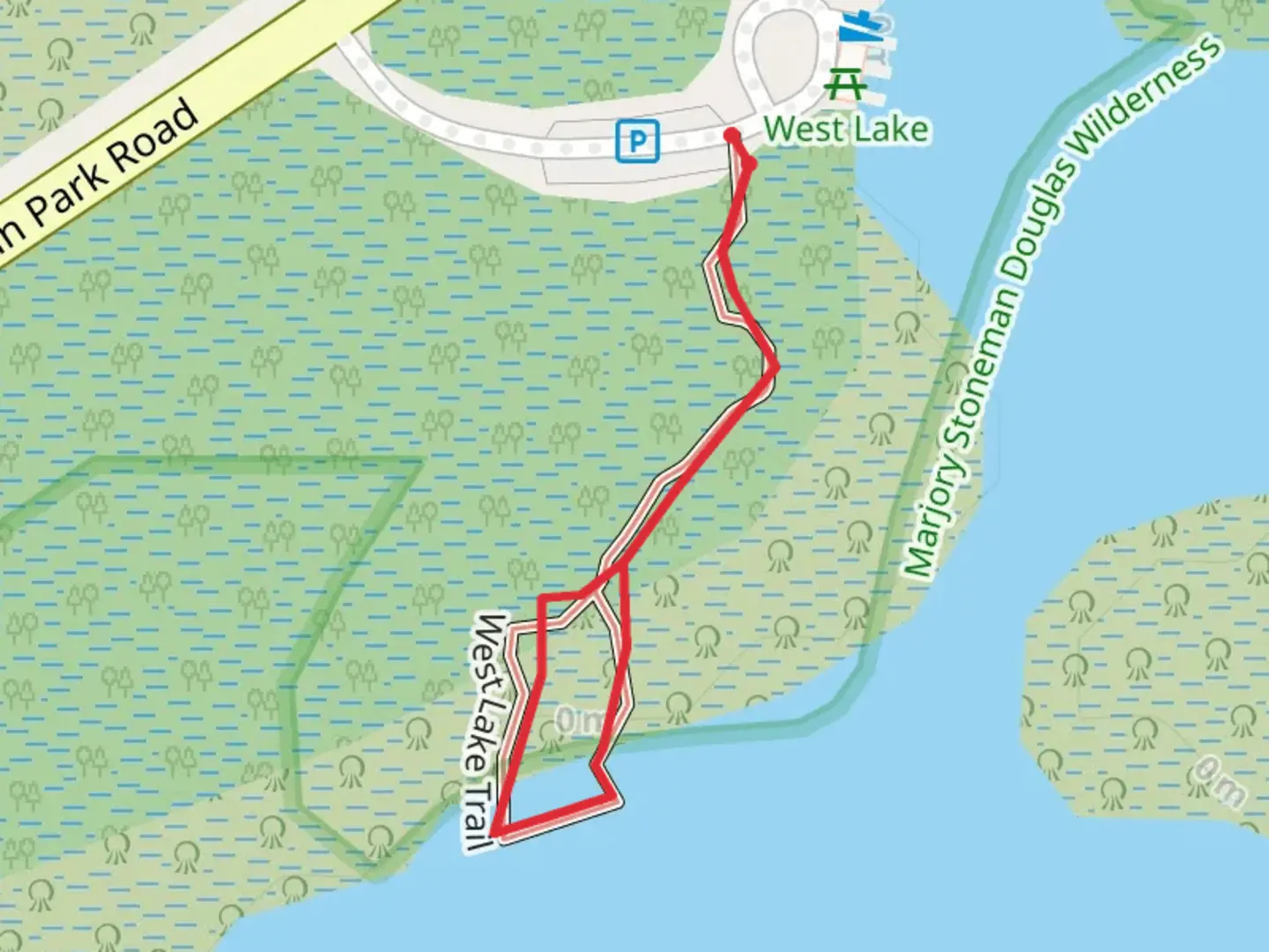 An image depicting the trail West Lake Trail and its surrounding area.