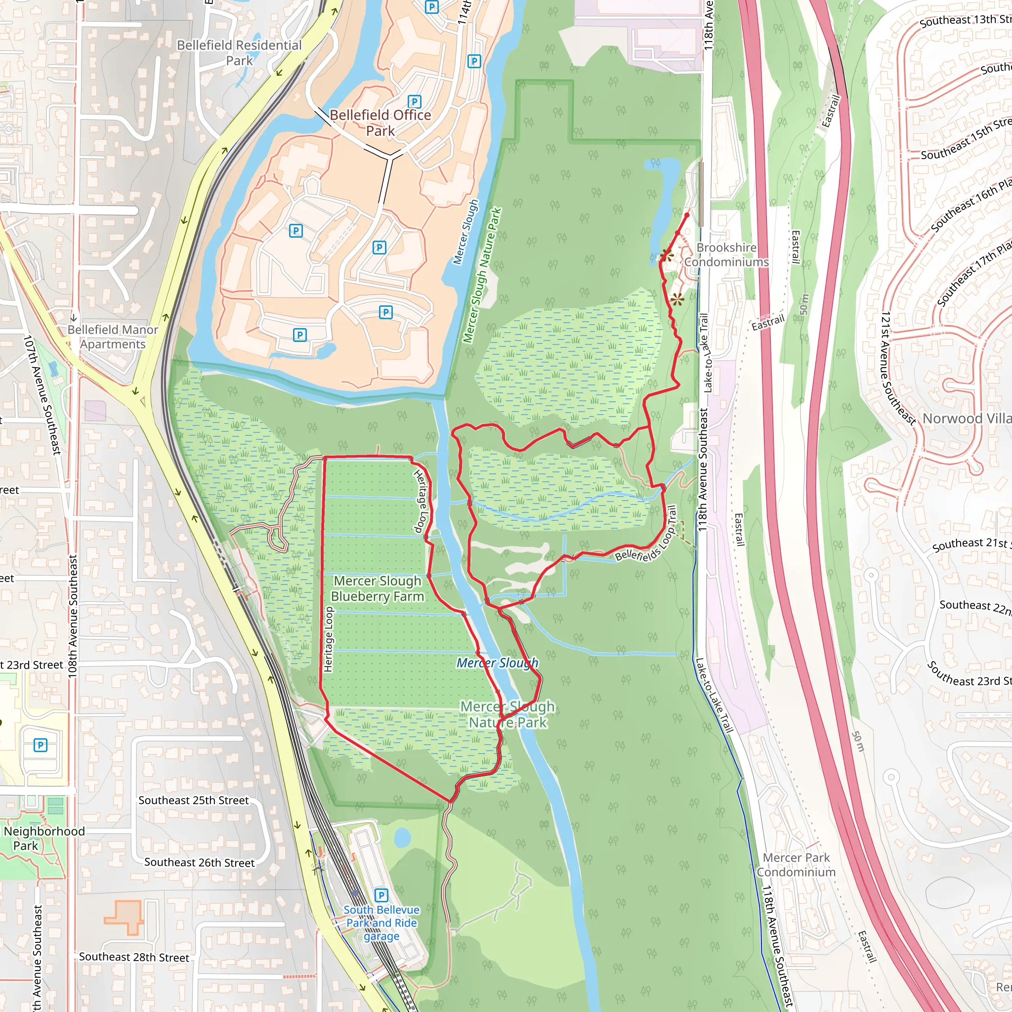 Bellefields Loop Trail and Heritage Trail mobile static map