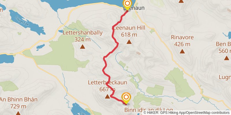 Mullach Glas to Binn Bhán Walk stage 2 Map