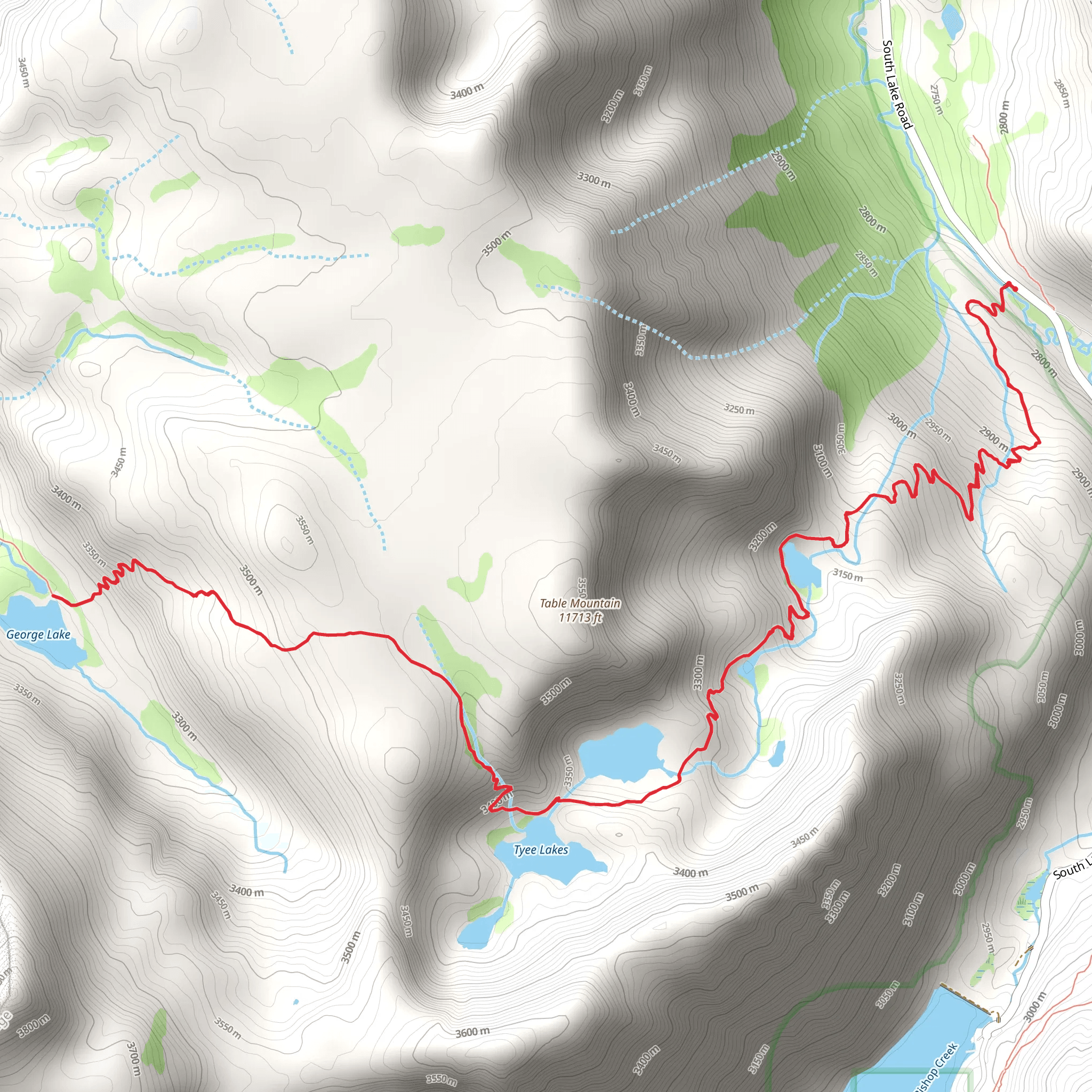 Tyee Lakes Trail mobile static map