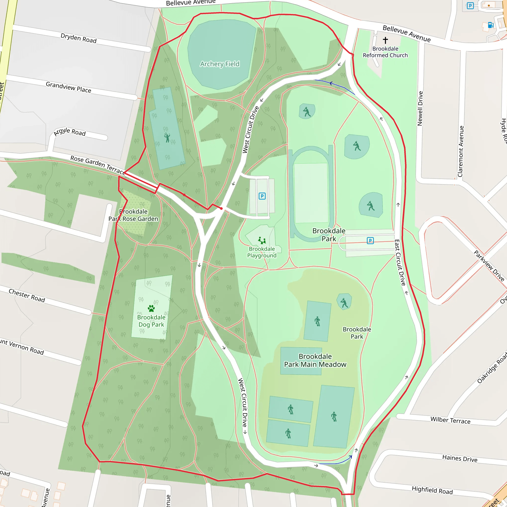 Brookdale Park Loop mobile static map