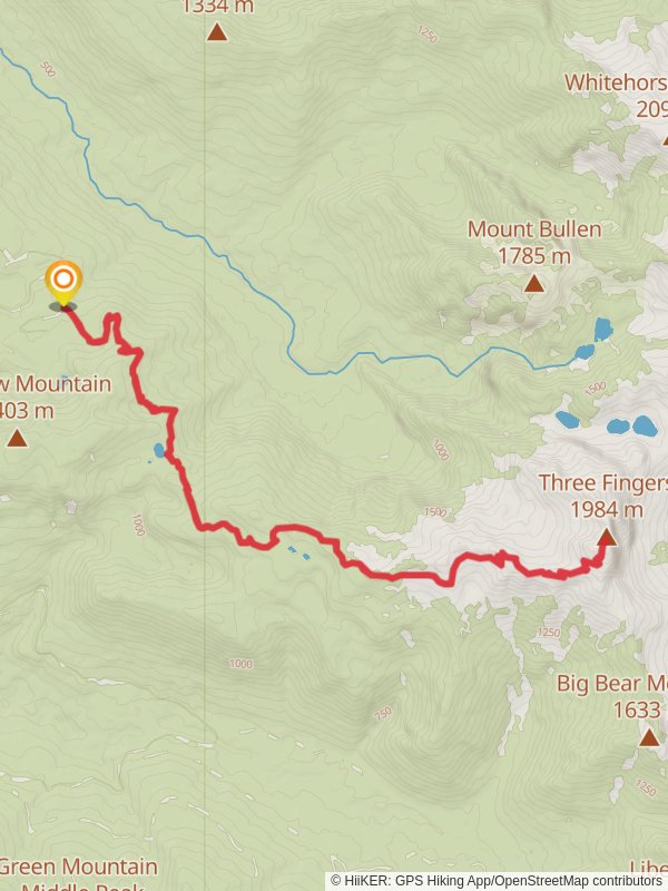 Three Fingers - Saddle Lake Trail mobile static map