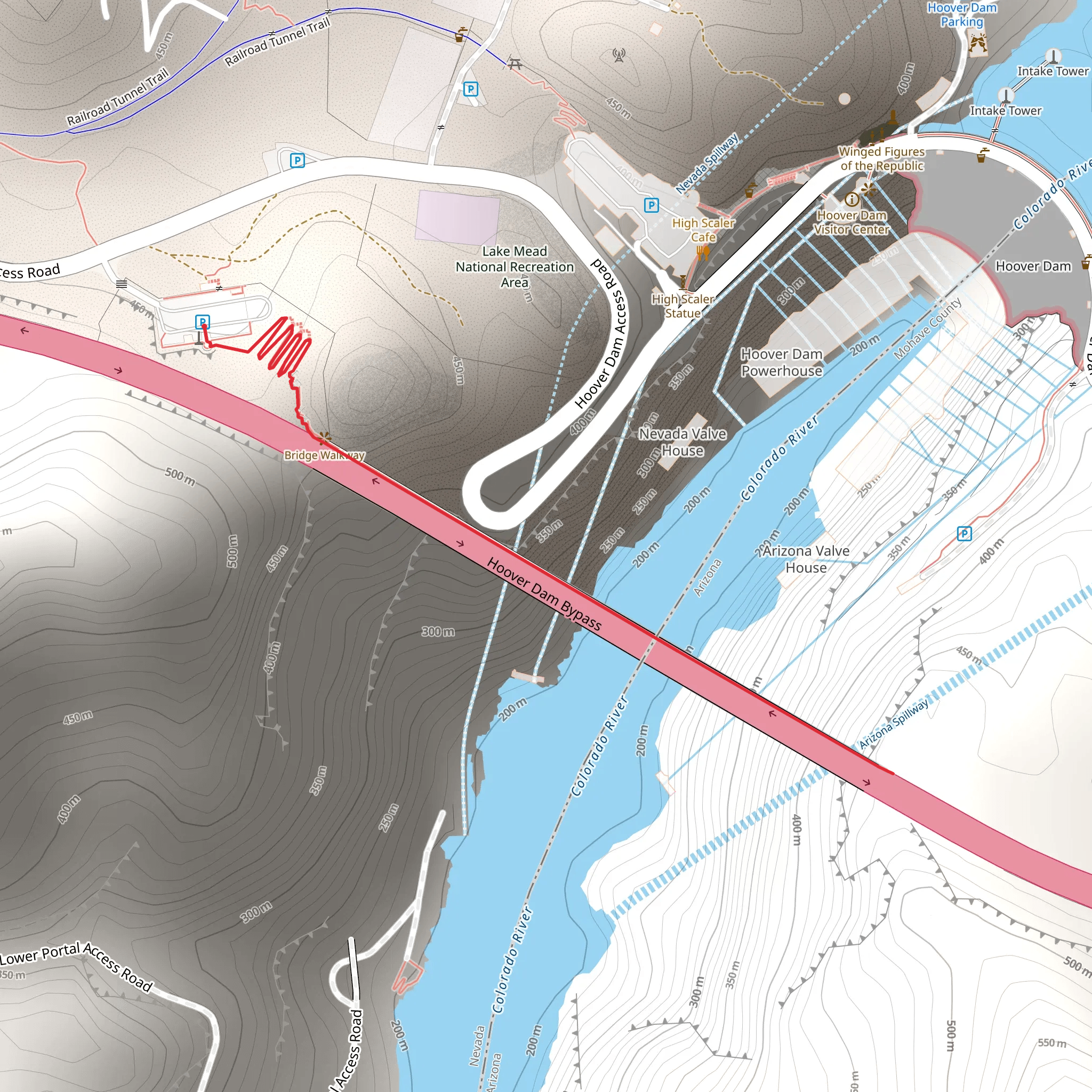 Mike O'Callaghan - Pat Tillman Memorial Bridge Walkway mobile static map