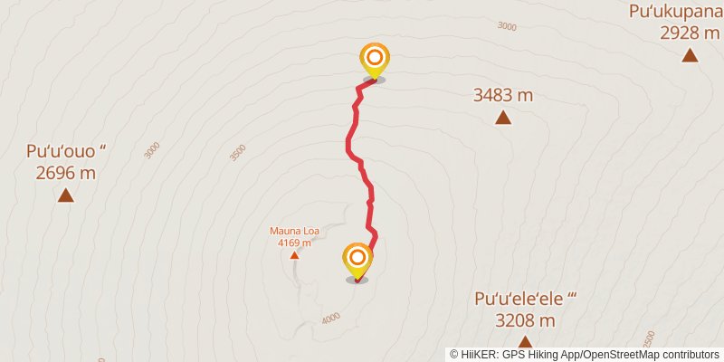 Ainapo Trail to Mauna Loa Observatory stage 3 Map