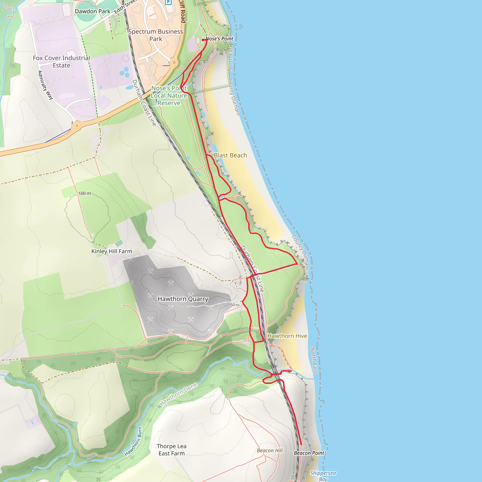 Nose Point LNR and Durcham Coastal Path mobile static map