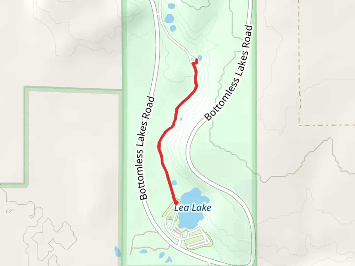 An image depicting the trail Pasture Lake via Bluff Trail and its surrounding area.