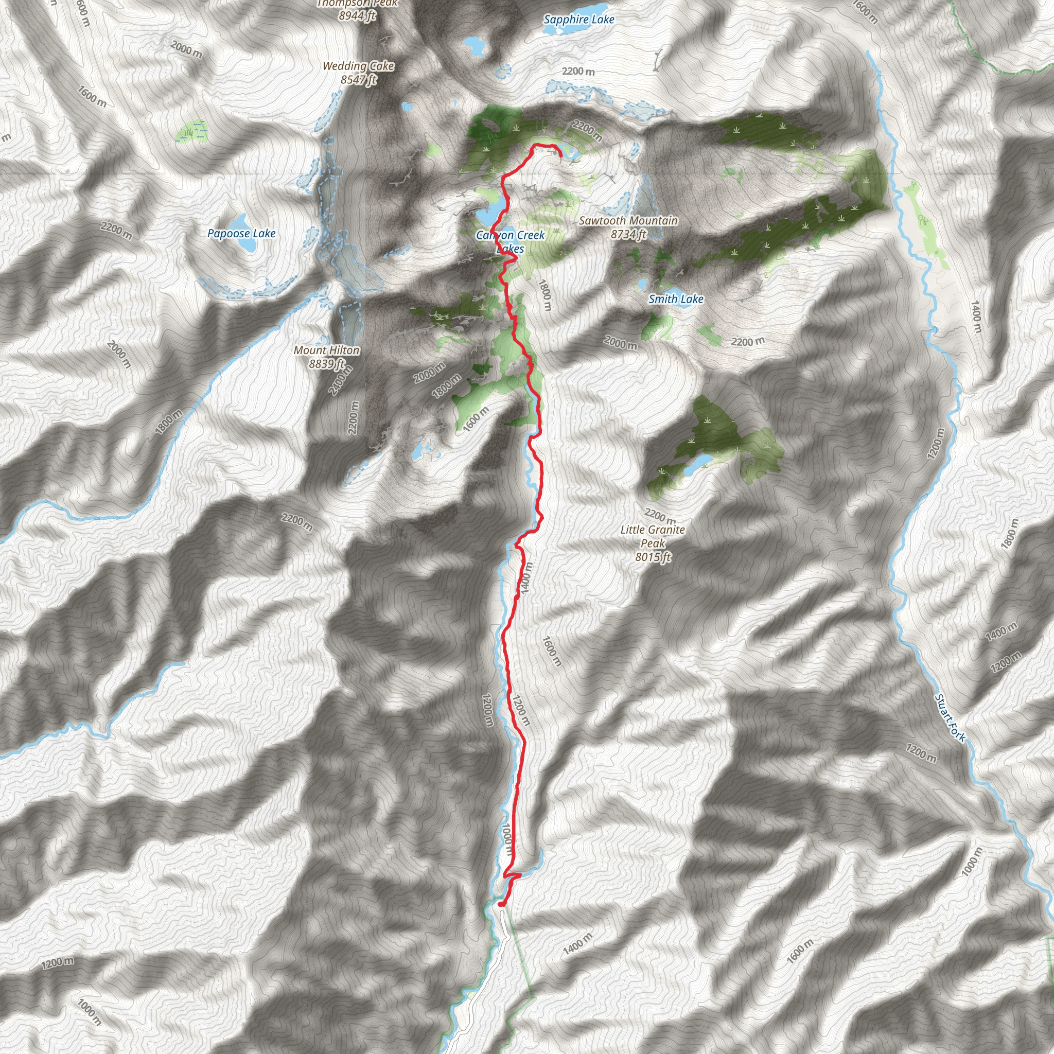 Little Lake and Canyon Creek Lakes via Canyon Creek Trail mobile static map
