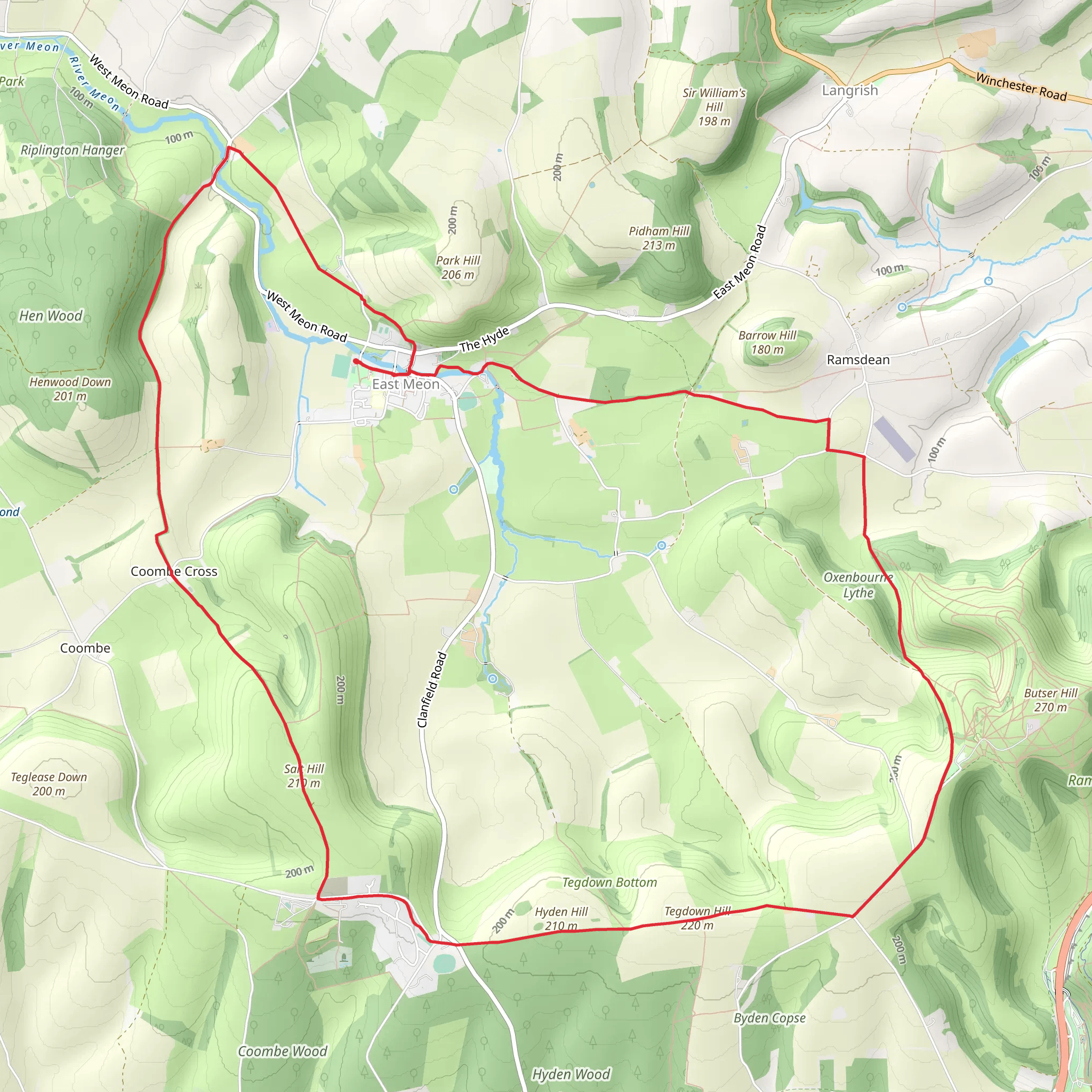 East Meon, Coombe Cross and Oxenbourne Lythe Loop mobile static map