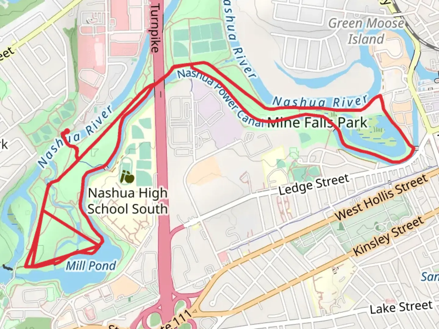 An image depicting the trail Mill Pond and Oxbow Lake Loop Trail and its surrounding area.