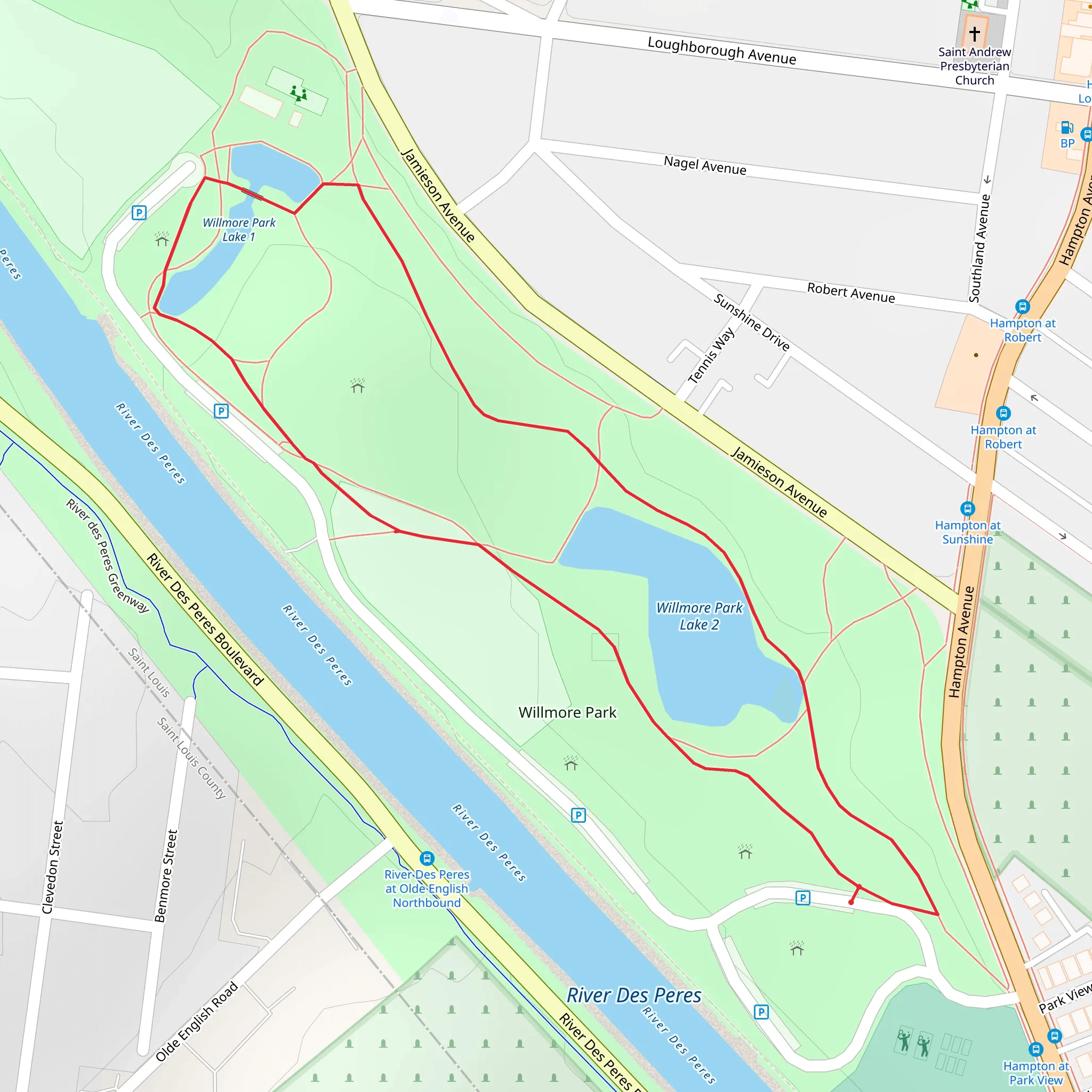 Willmore Park Lake 2 Loop mobile static map