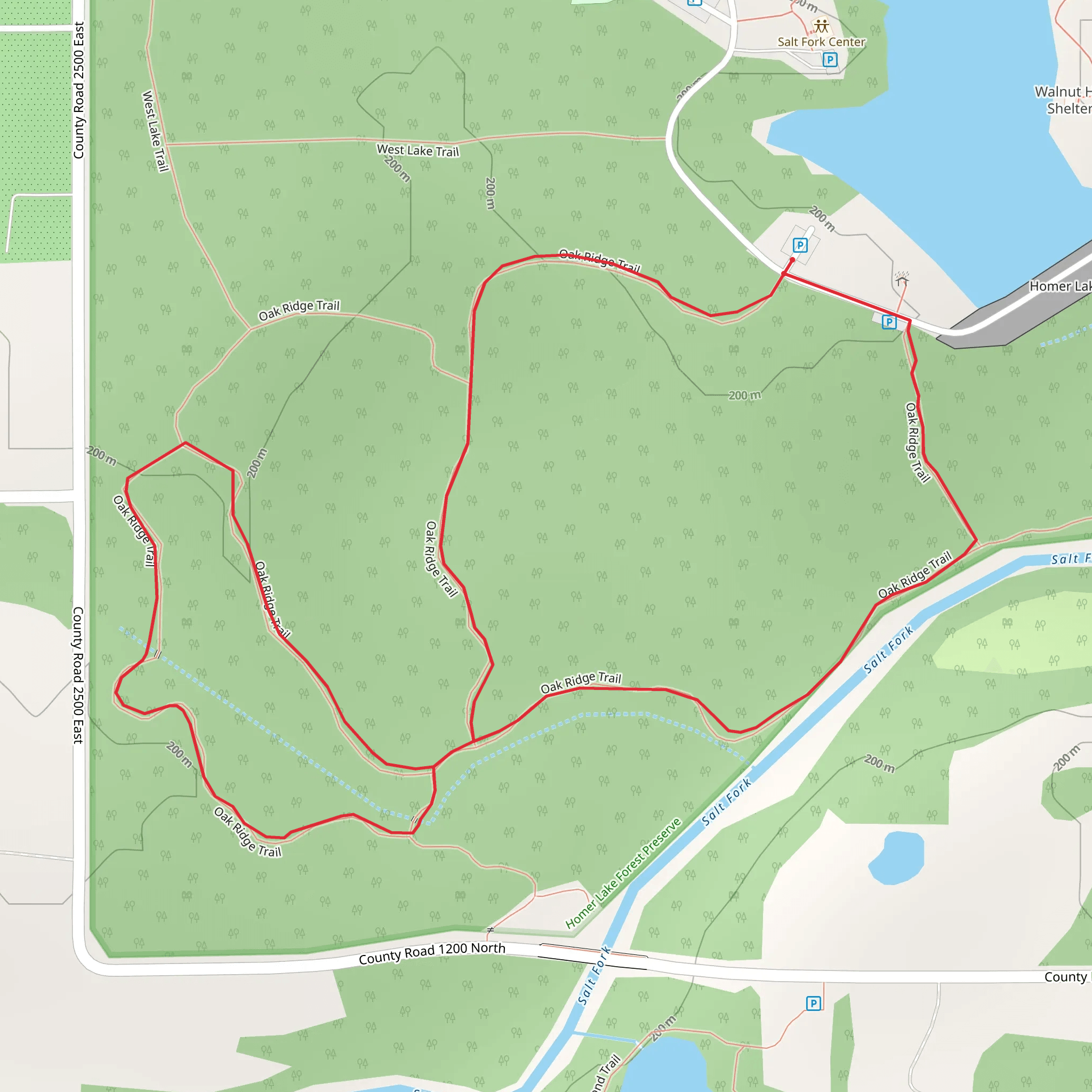 Oak Ridge Trail and Salt Fork Center Loop mobile static map