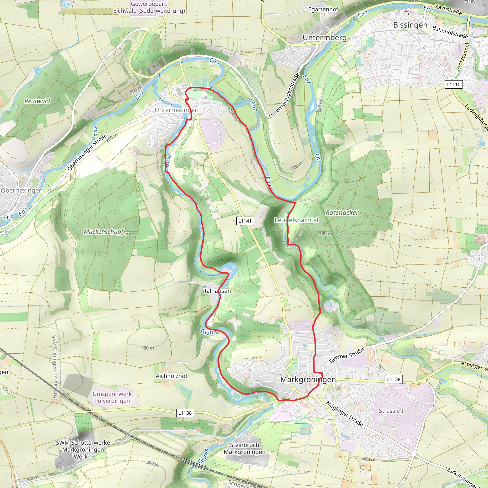 Unterriexingen and Markgröningen Loop mobile static map