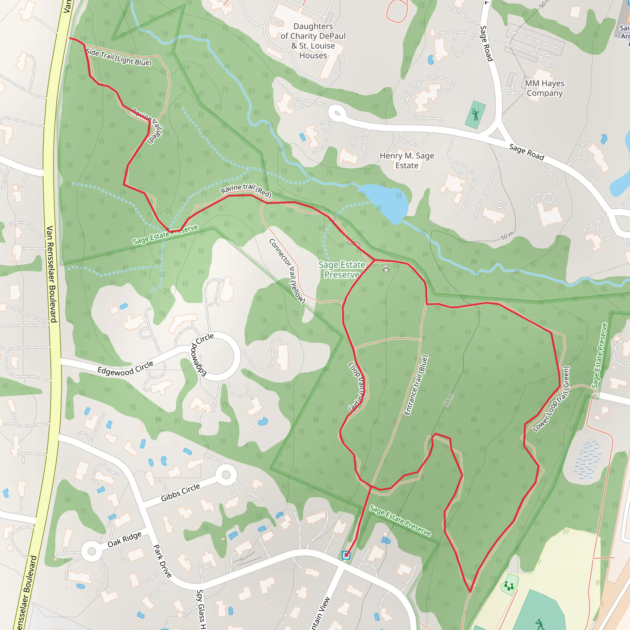 Lower Loop Trail - Green - Purple - Red mobile static map