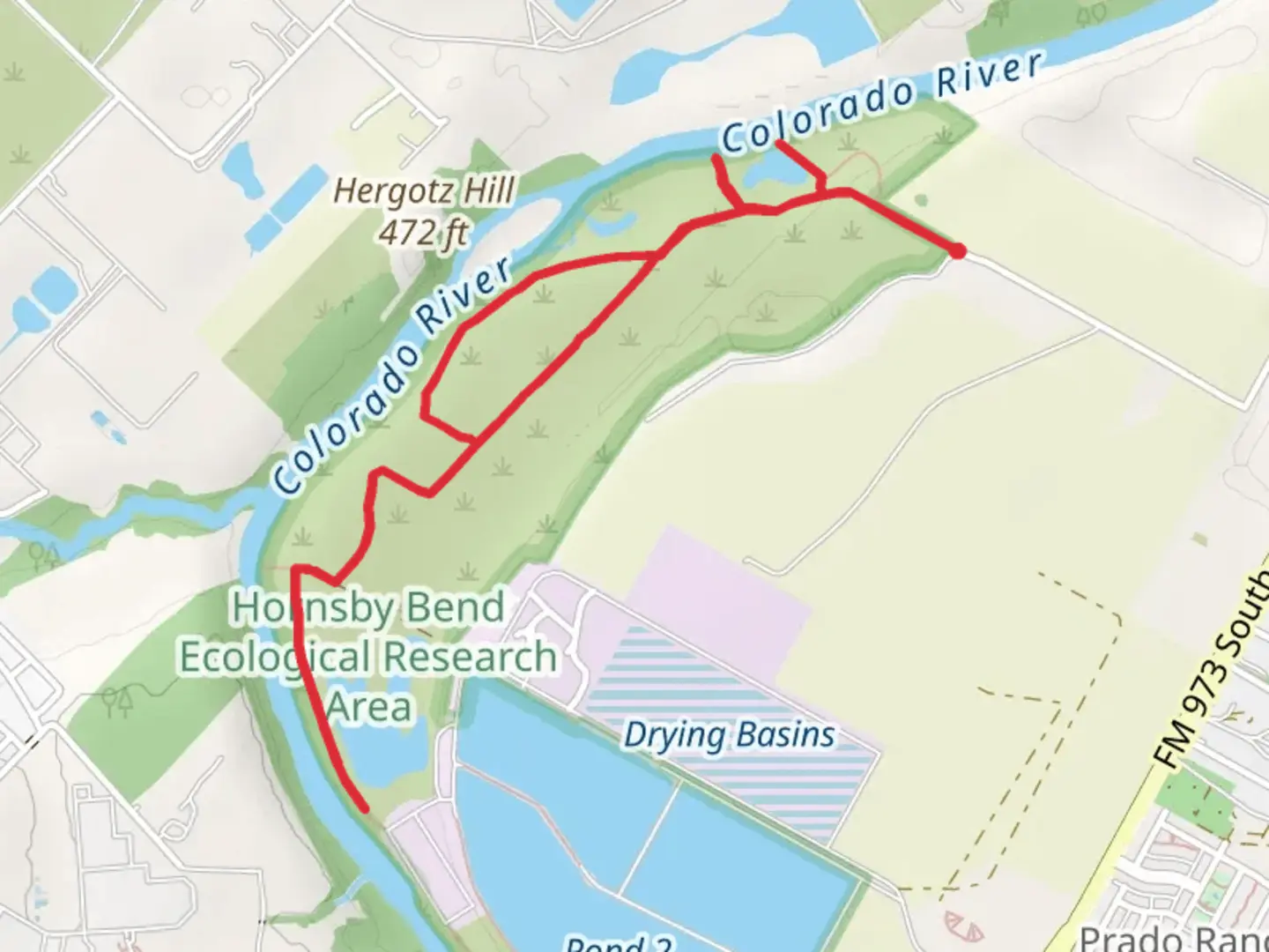 An image depicting the trail Pond 3 via River Trail and its surrounding area.
