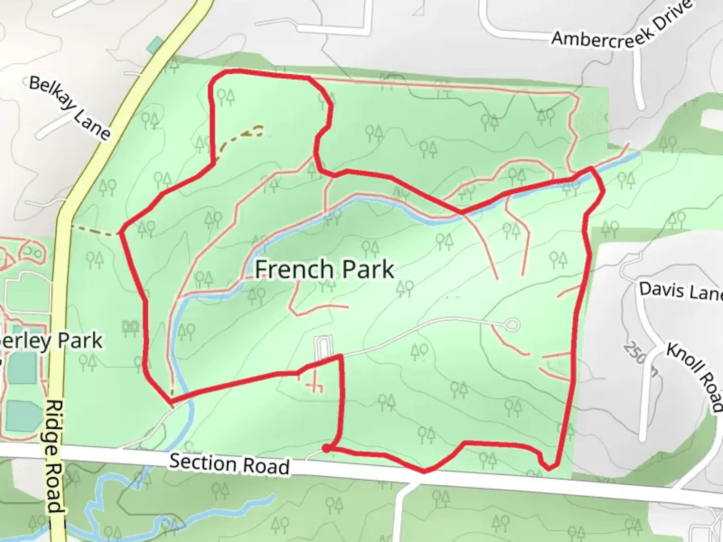 An image depicting the trail French Park Loop and its surrounding area.