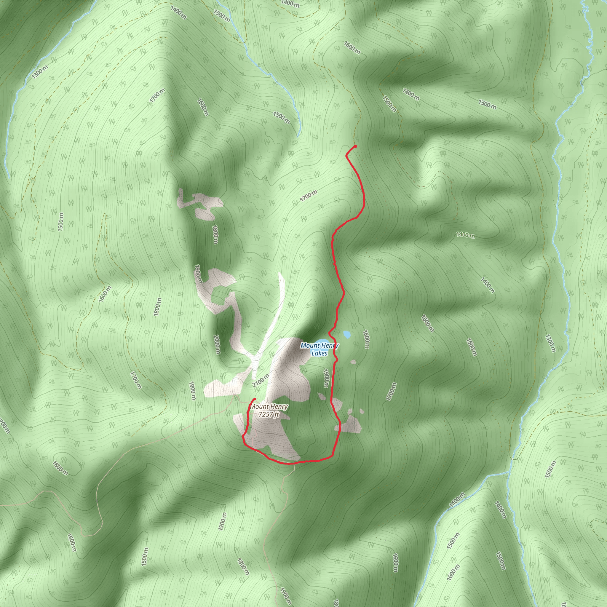 Henry Lakes Trail mobile static map