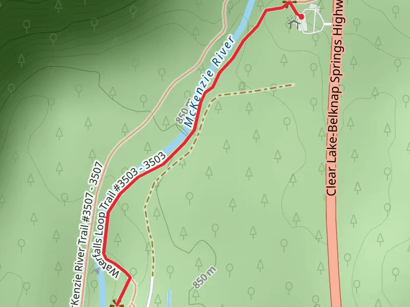 McKenzie River via Waterfalls Loop Trail mobile static map