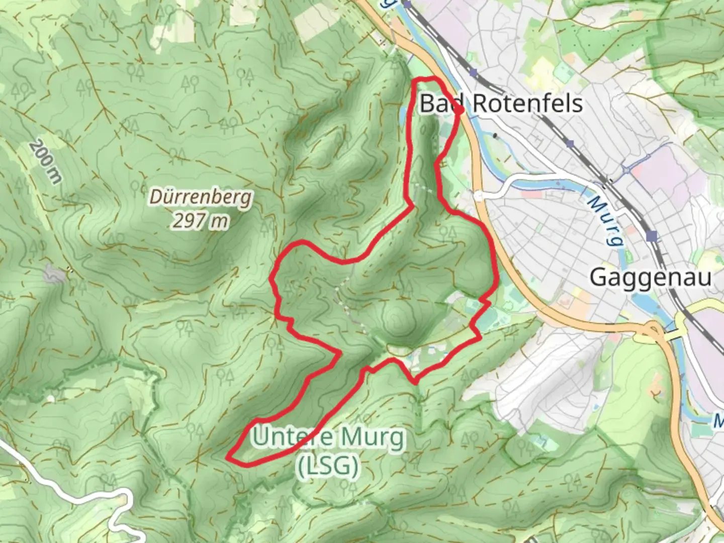 An image depicting the trail Elisabethenquelle, Waldseebad and Gaggenau Loop and its surrounding area.